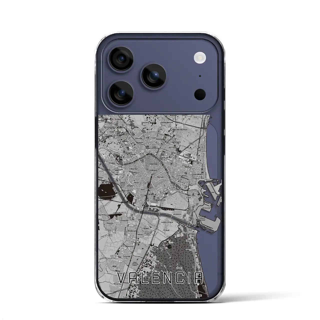 【バレンシア(スペイン)】地図柄iPhoneケース(クリアタイプ)