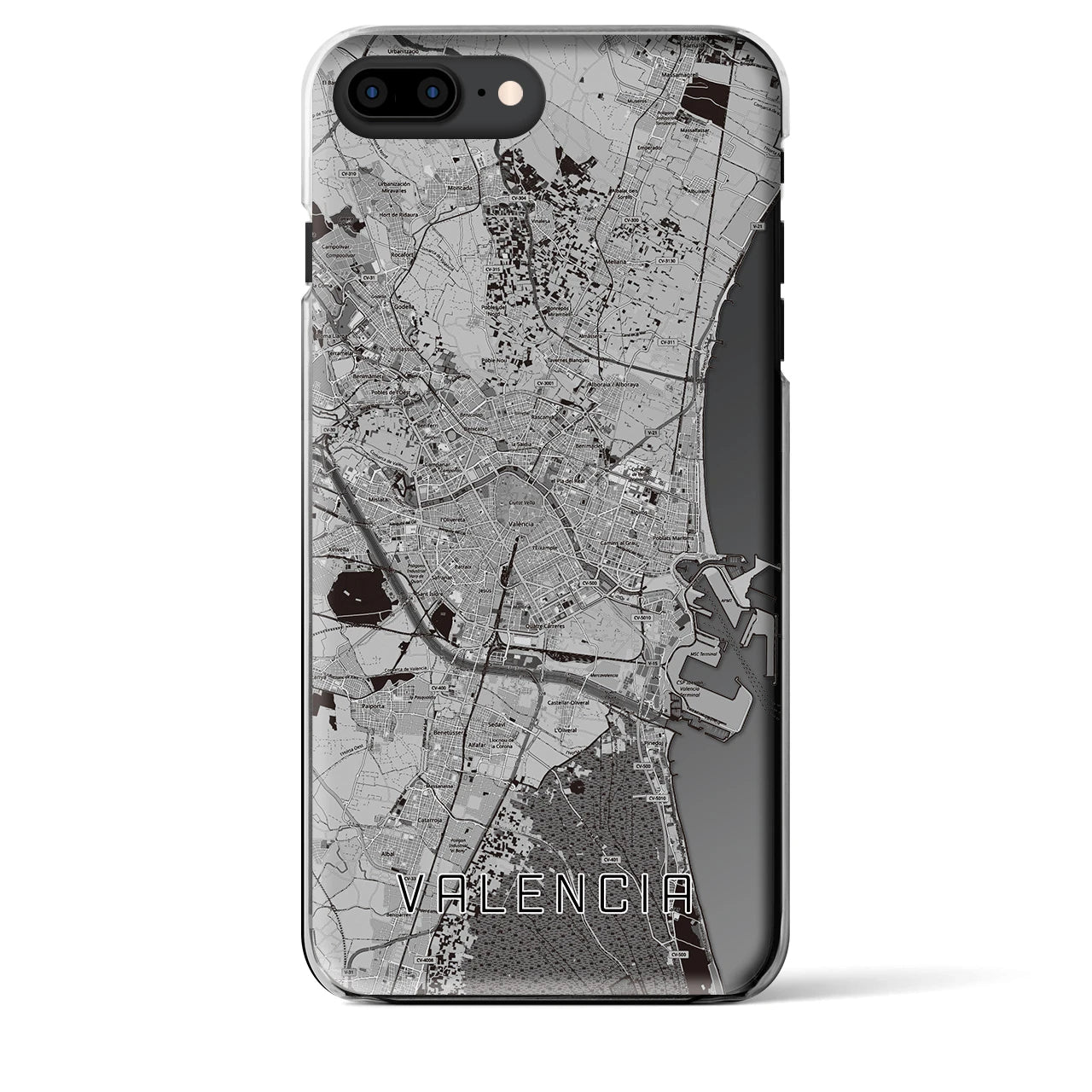 【バレンシア(スペイン)】地図柄iPhoneケース(クリアタイプ)