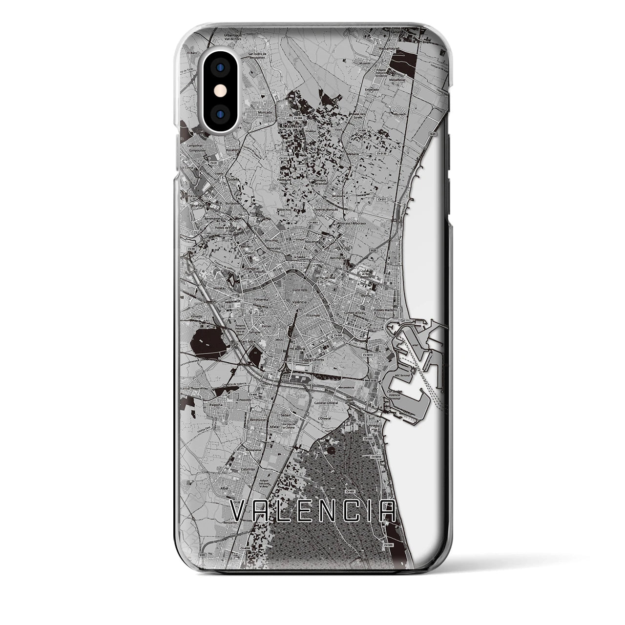 【バレンシア(スペイン)】地図柄iPhoneケース(クリアタイプ)
