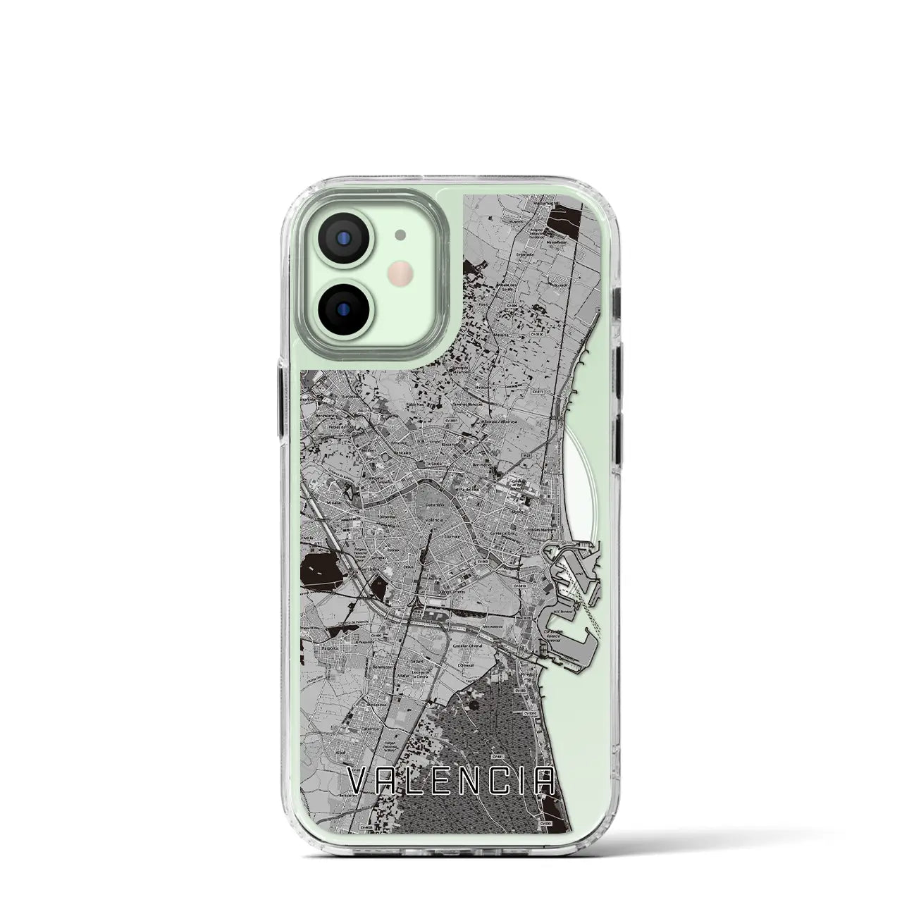 【バレンシア(スペイン)】地図柄iPhoneケース(MagSafeタイプ)