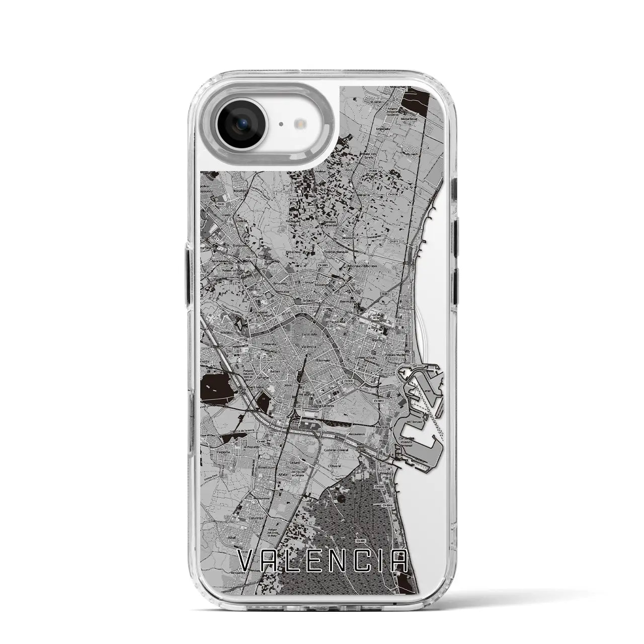 【バレンシア(スペイン)】地図柄iPhoneケース(MagSafeタイプ)