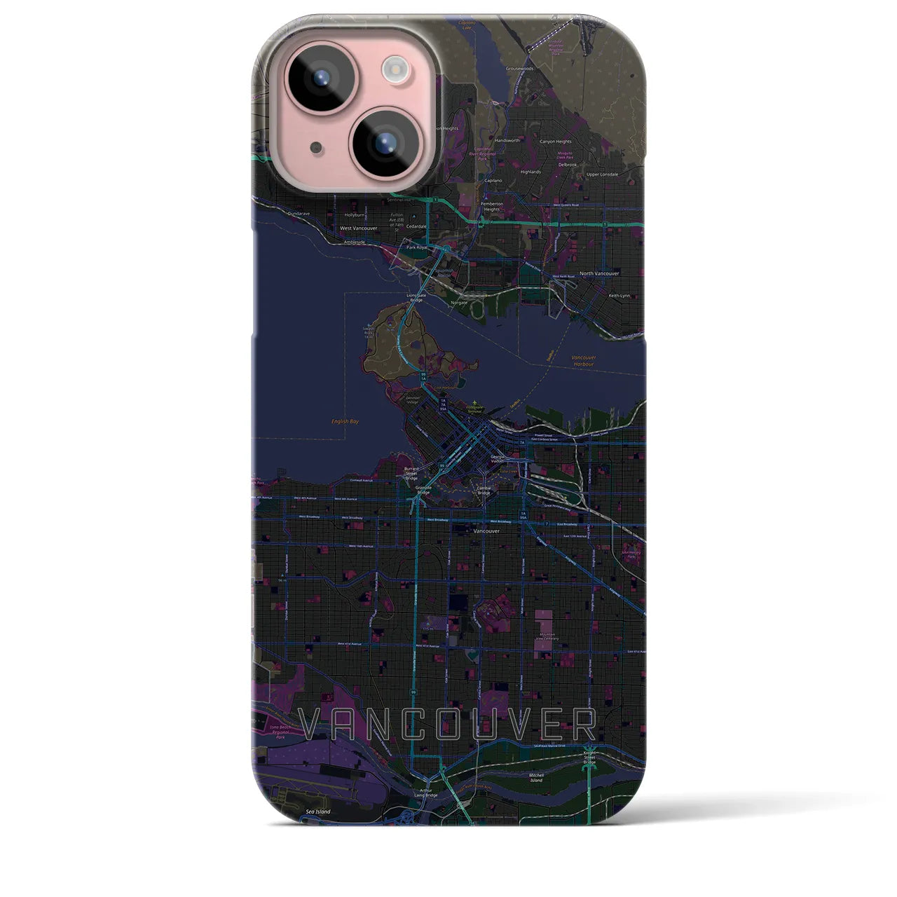 【バンクーバー(カナダ)】地図柄iPhoneケース(バックカバータイプ)