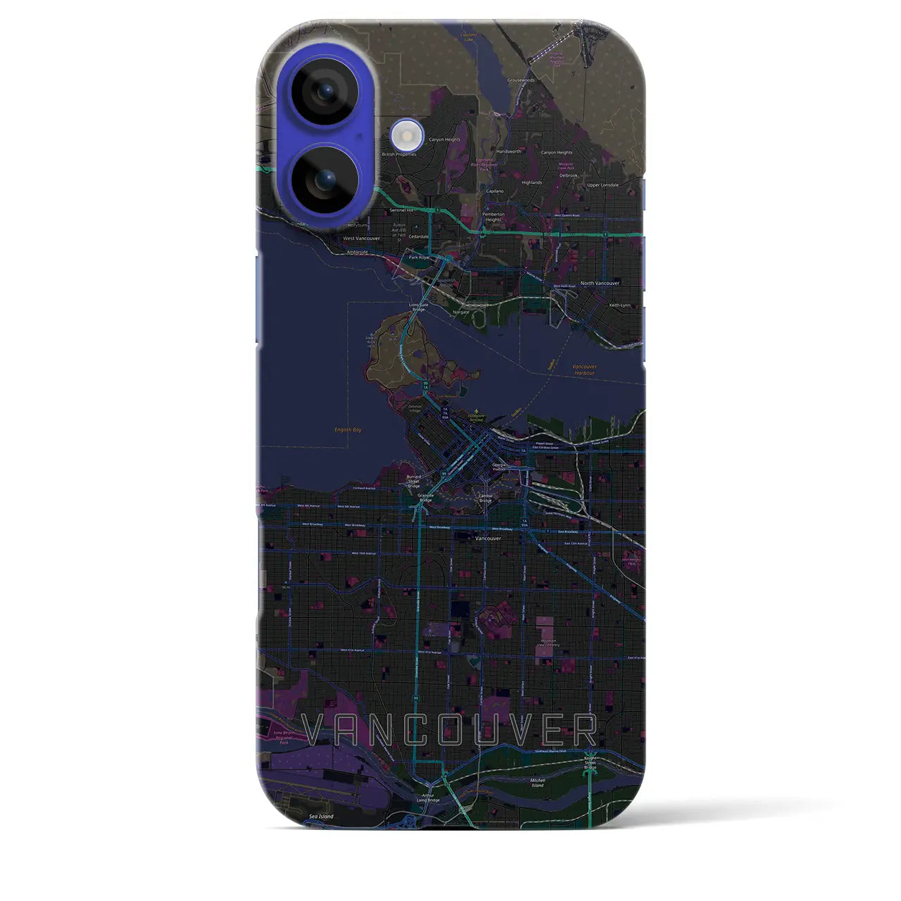 【バンクーバー(カナダ)】地図柄iPhoneケース(バックカバータイプ)