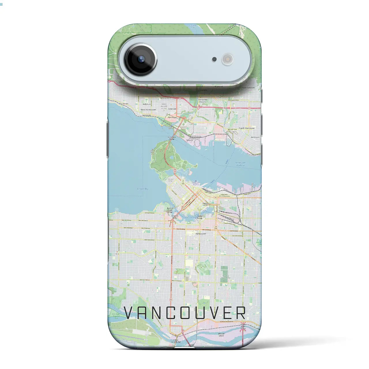 【バンクーバー(カナダ)】地図柄iPhoneケース(バックカバータイプ)ブラック・iPhone 17 Pro Max 用