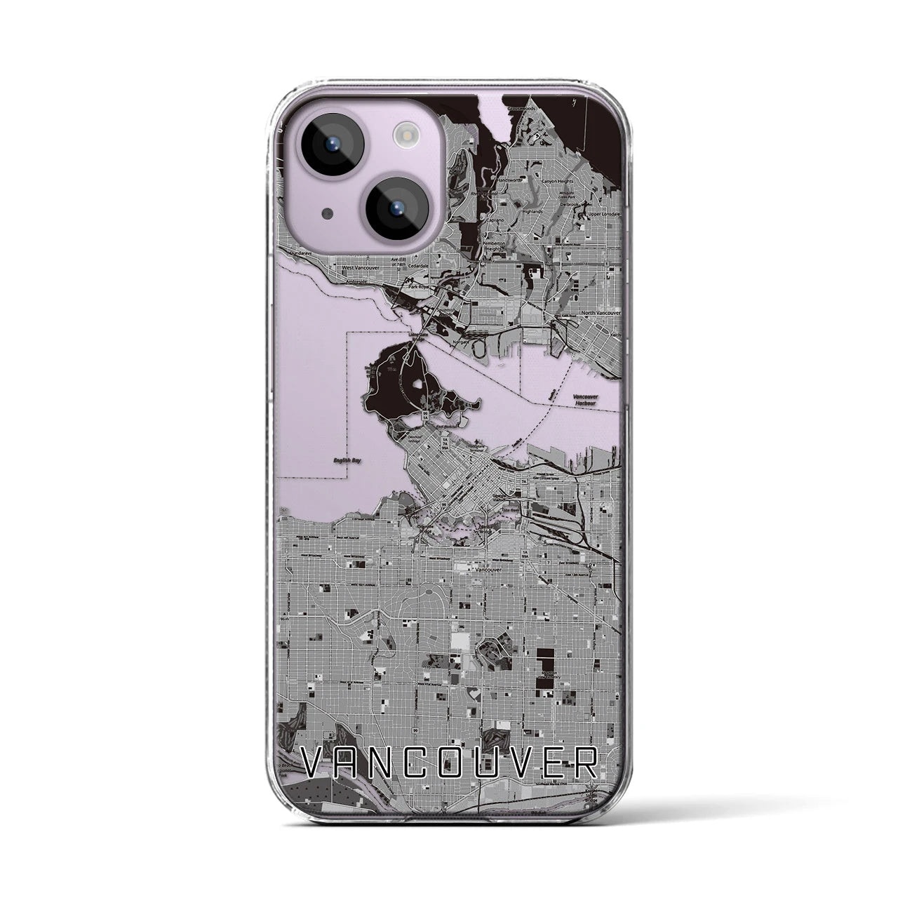 【バンクーバー(カナダ)】地図柄iPhoneケース(クリアタイプ)