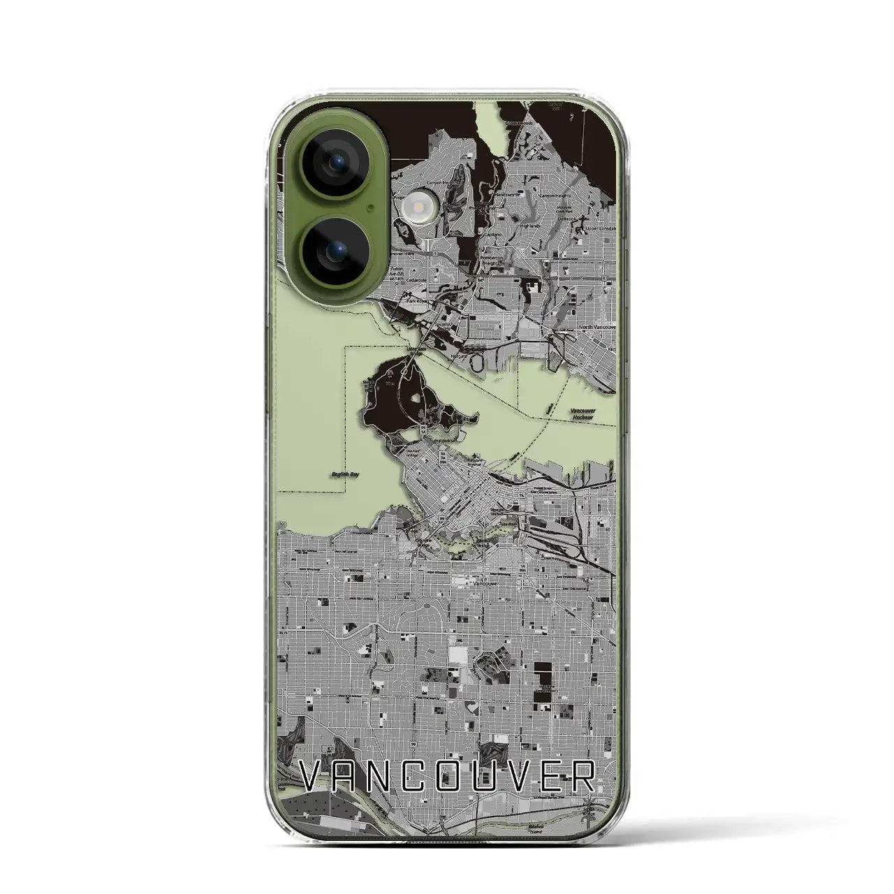 【バンクーバー(カナダ)】地図柄iPhoneケース(クリアタイプ)モノトーン・iPhone 17 Pro Max 用