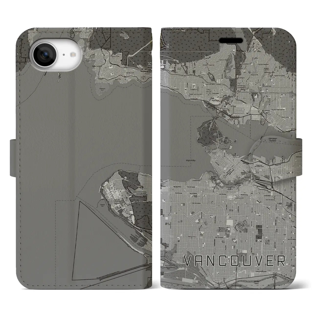 【バンクーバー(カナダ)】地図柄iPhoneケース(手帳タイプ)