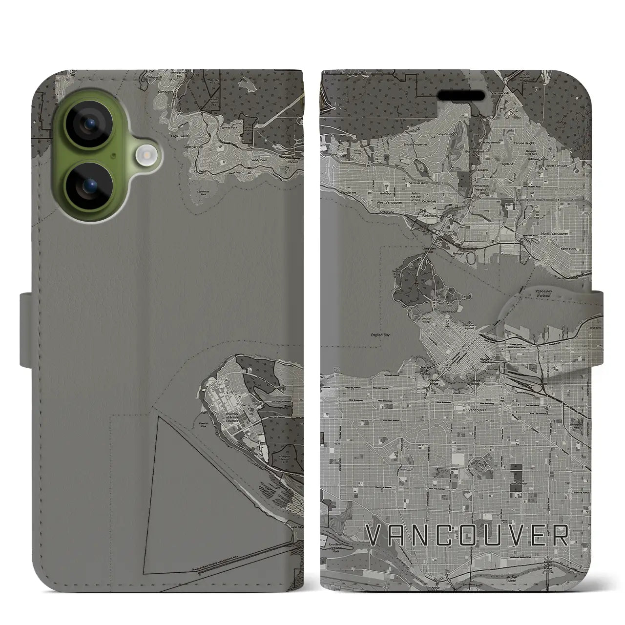 【バンクーバー(カナダ)】地図柄iPhoneケース(手帳タイプ)