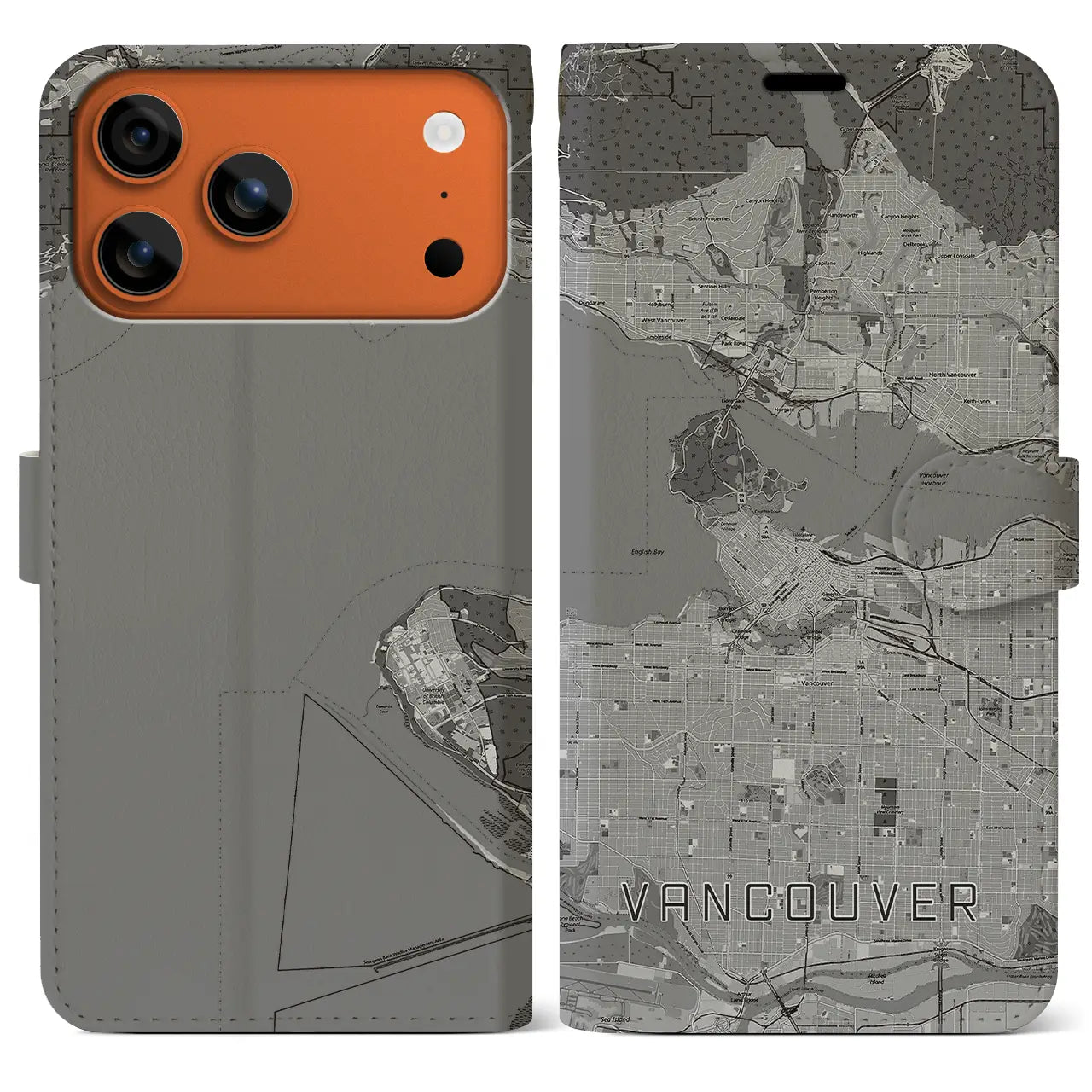 【バンクーバー(カナダ)】地図柄iPhoneケース(手帳タイプ)