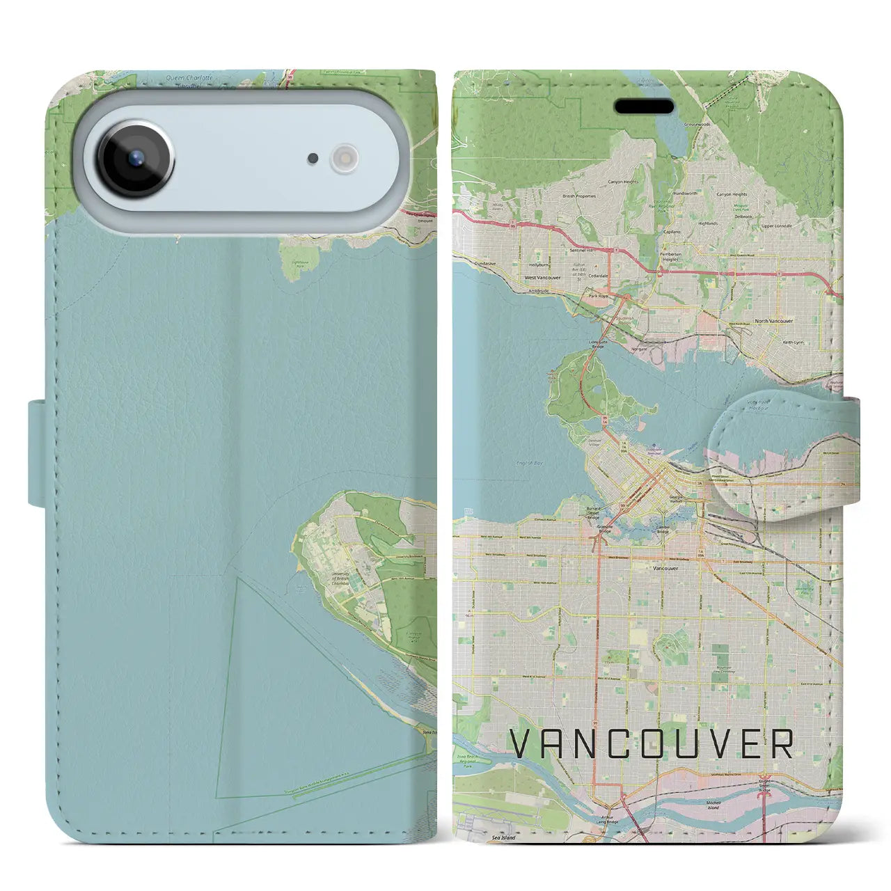 【バンクーバー(カナダ)】地図柄iPhoneケース(手帳タイプ)ナチュラル・iPhone 17 Pro Max 用