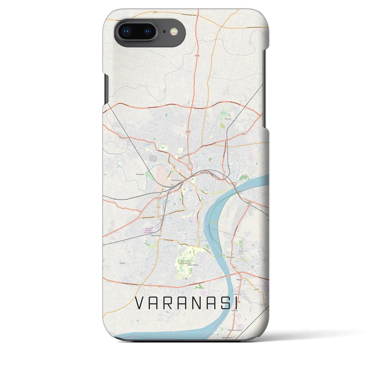 【ヴァーラーナシー(インド)】地図柄iPhoneケース(バックカバータイプ)