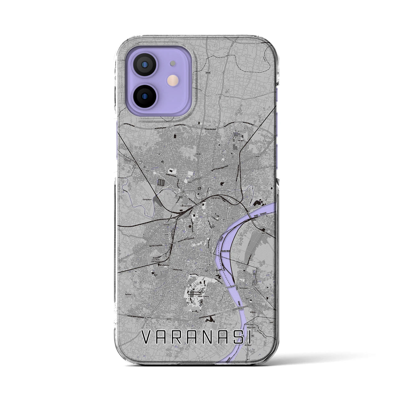 【ヴァーラーナシー(インド)】地図柄iPhoneケース(クリアタイプ)