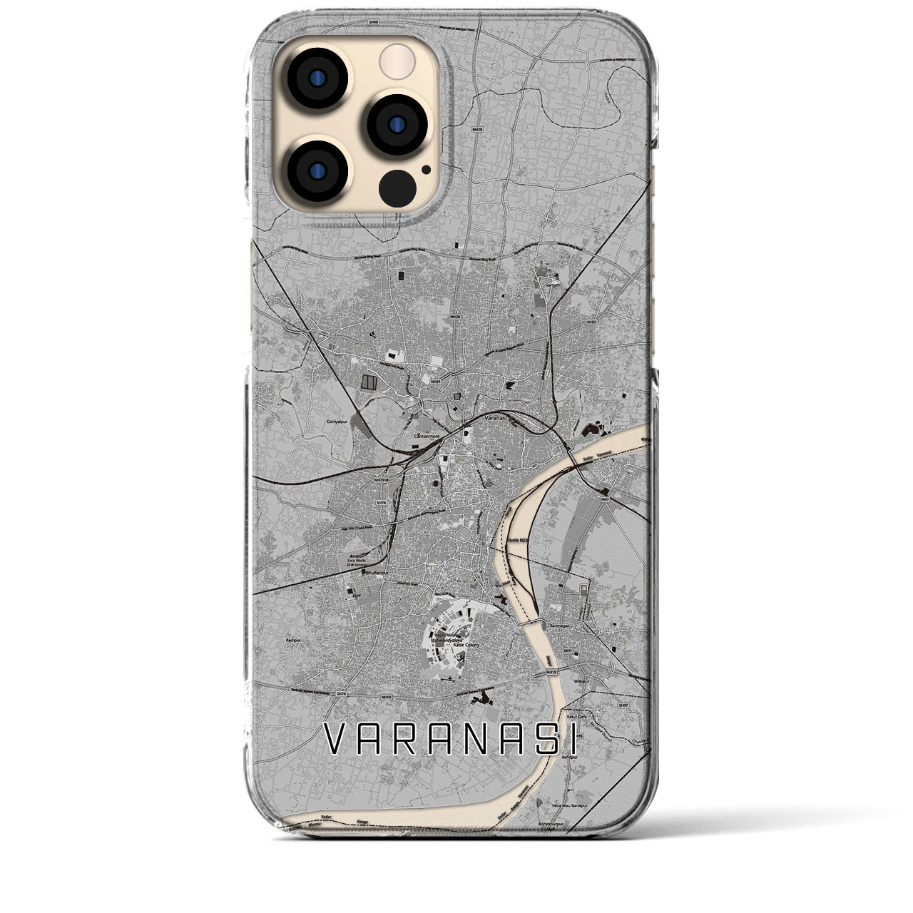 【ヴァーラーナシー(インド)】地図柄iPhoneケース(クリアタイプ)