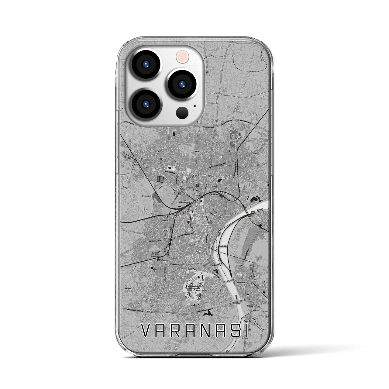 【ヴァーラーナシー(インド)】地図柄iPhoneケース(クリアタイプ)