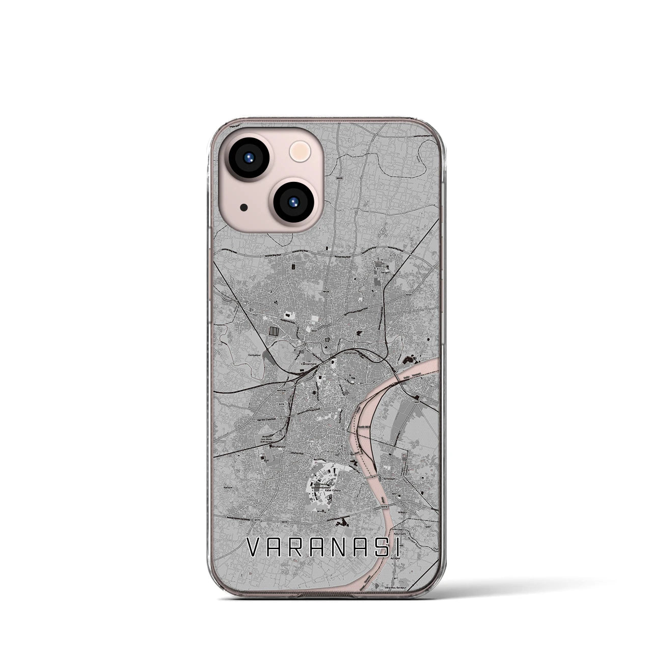 【ヴァーラーナシー(インド)】地図柄iPhoneケース(クリアタイプ)