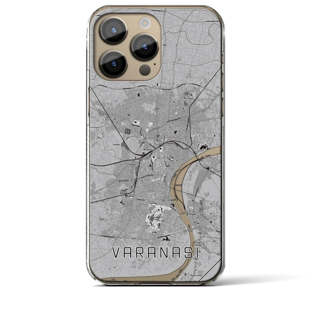 【ヴァーラーナシー(インド)】地図柄iPhoneケース(クリアタイプ)