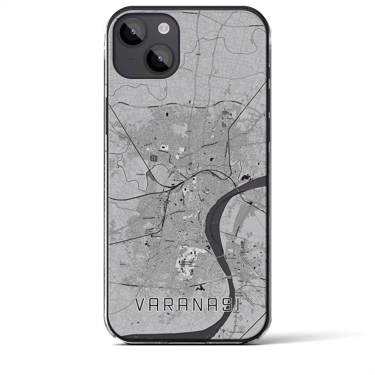 【ヴァーラーナシー(インド)】地図柄iPhoneケース(クリアタイプ)
