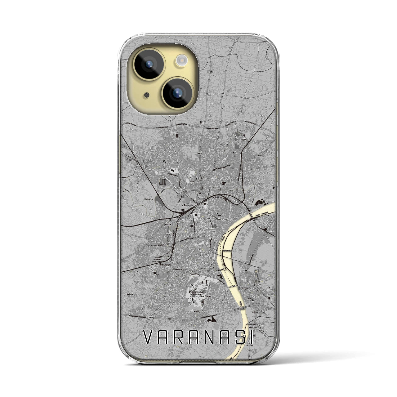 【ヴァーラーナシー(インド)】地図柄iPhoneケース(クリアタイプ)