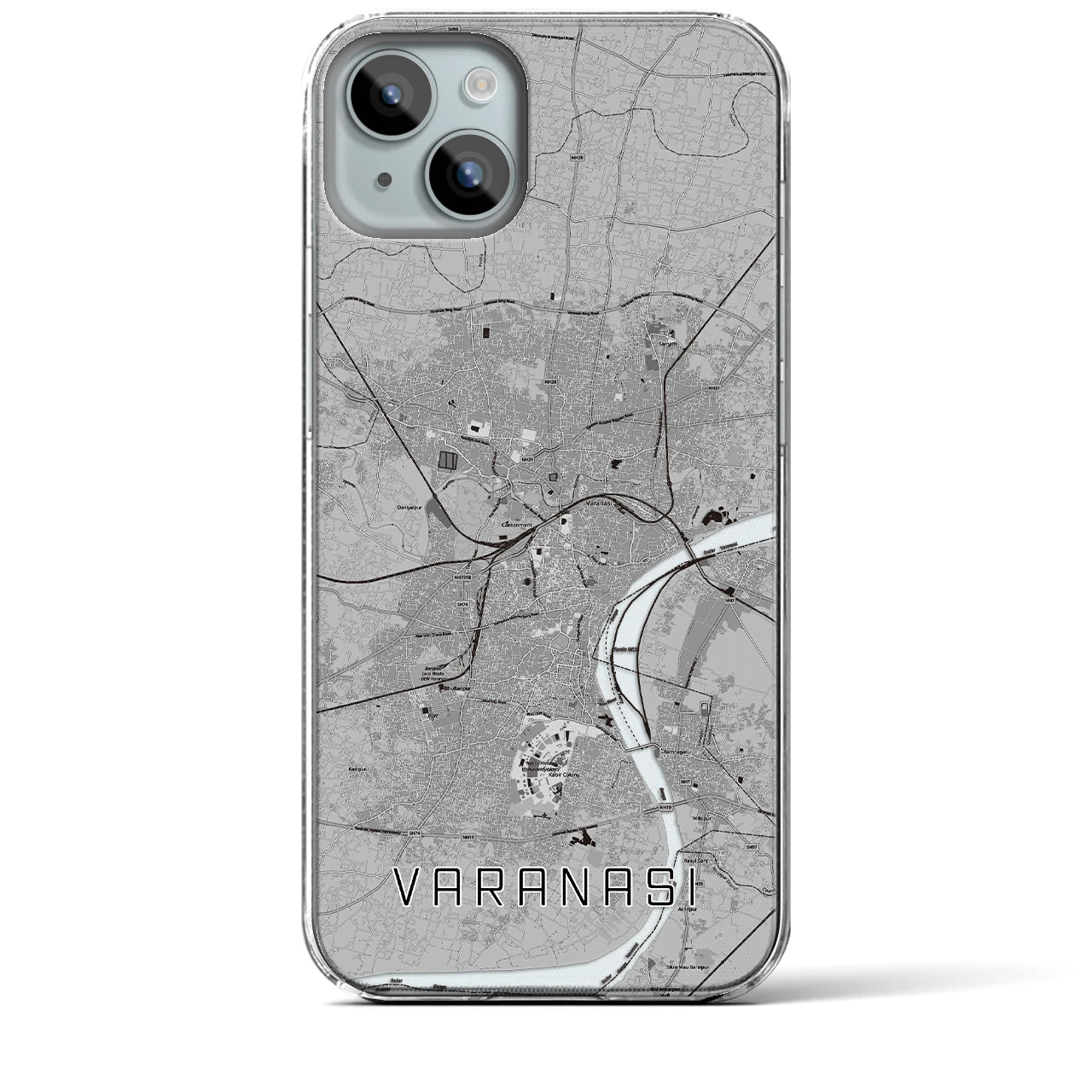 【ヴァーラーナシー(インド)】地図柄iPhoneケース(クリアタイプ)