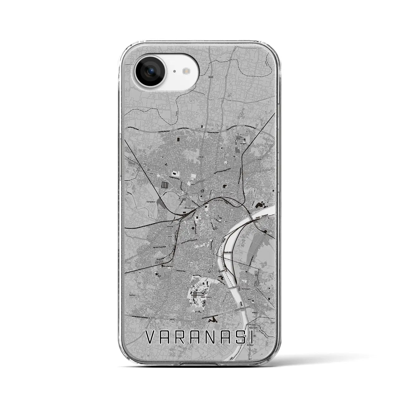 【ヴァーラーナシー(インド)】地図柄iPhoneケース(クリアタイプ)