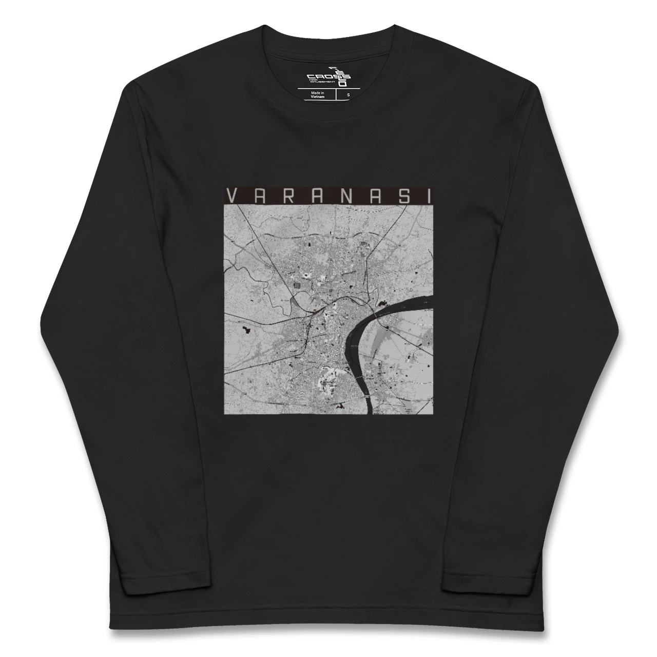 【ヴァーラーナシー(インド)】地図柄ロングスリーブTシャツ