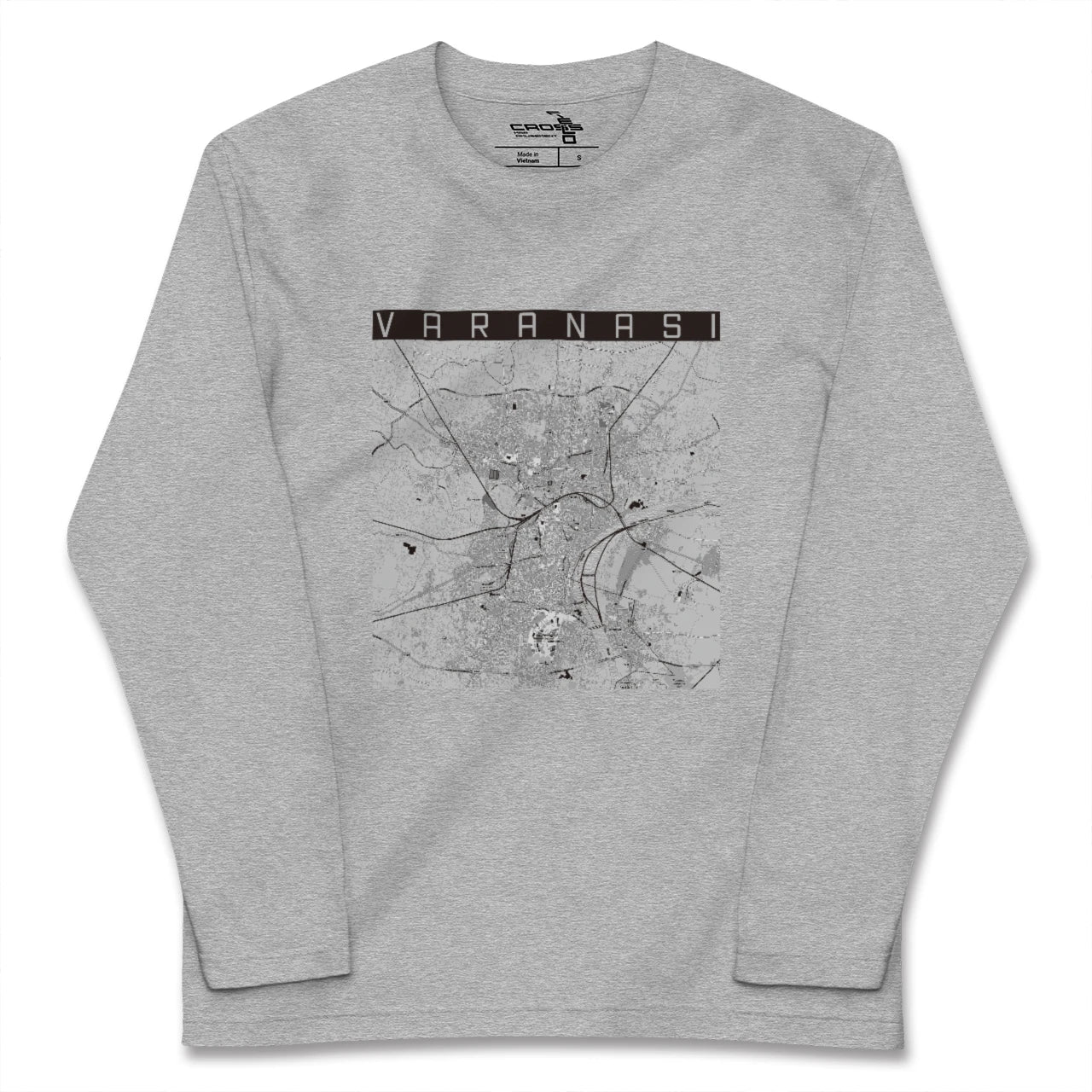 【ヴァーラーナシー(インド)】地図柄ロングスリーブTシャツ