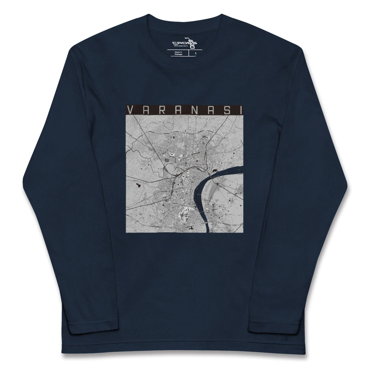 【ヴァーラーナシー(インド)】地図柄ロングスリーブTシャツ
