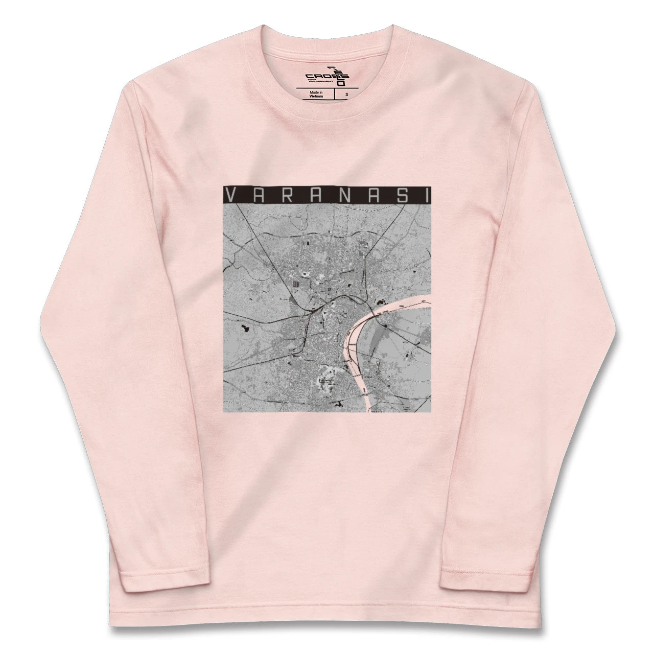 【ヴァーラーナシー(インド)】地図柄ロングスリーブTシャツ