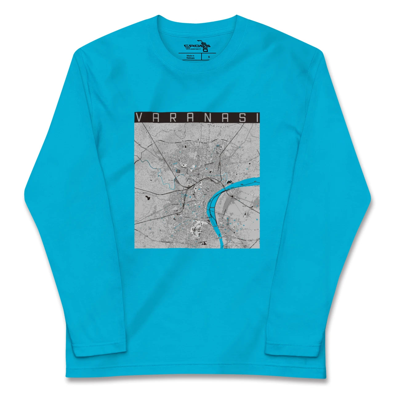 【ヴァーラーナシー(インド)】地図柄ロングスリーブTシャツ