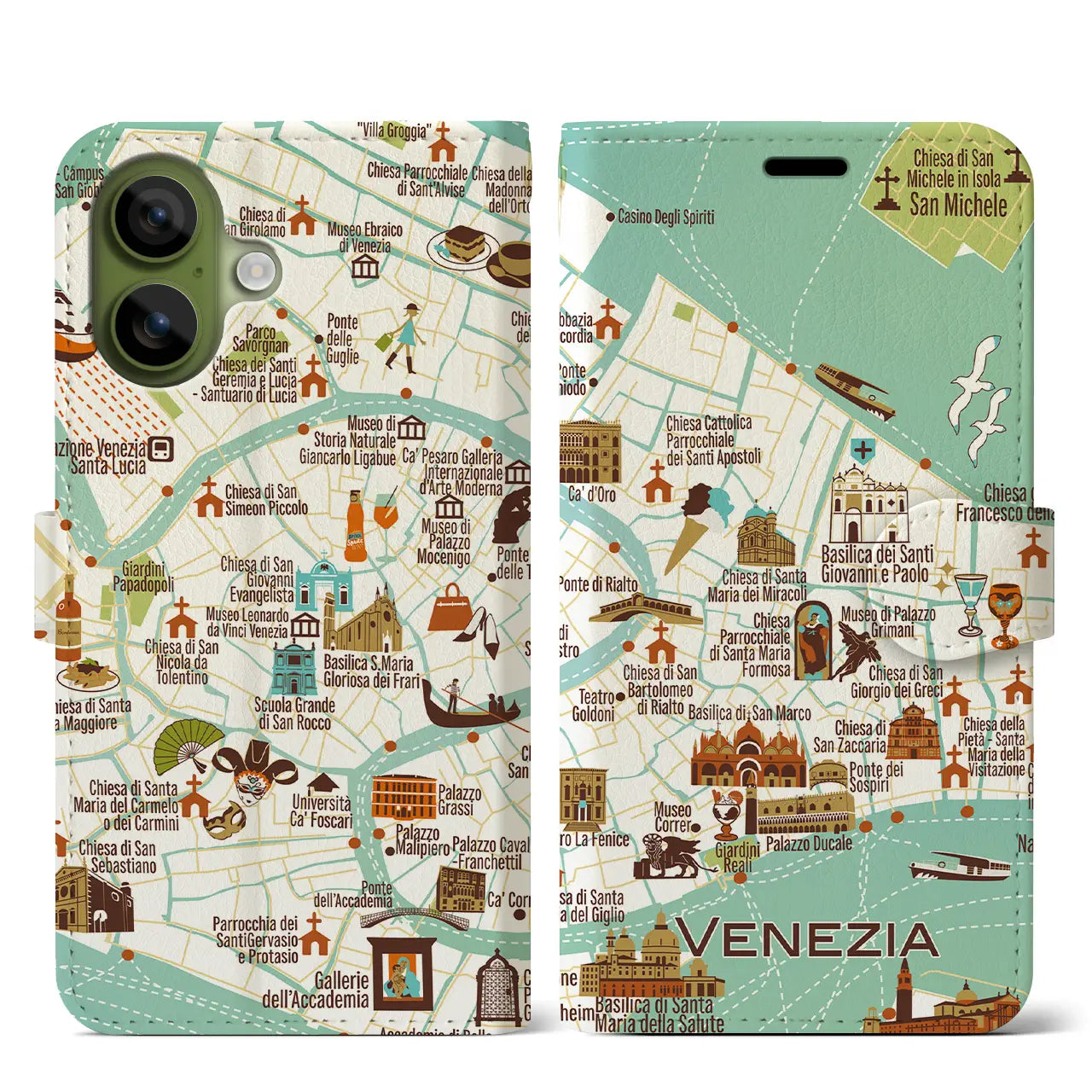 【ヴェネツィア】イラストマップiPhoneケース(手帳タイプ)