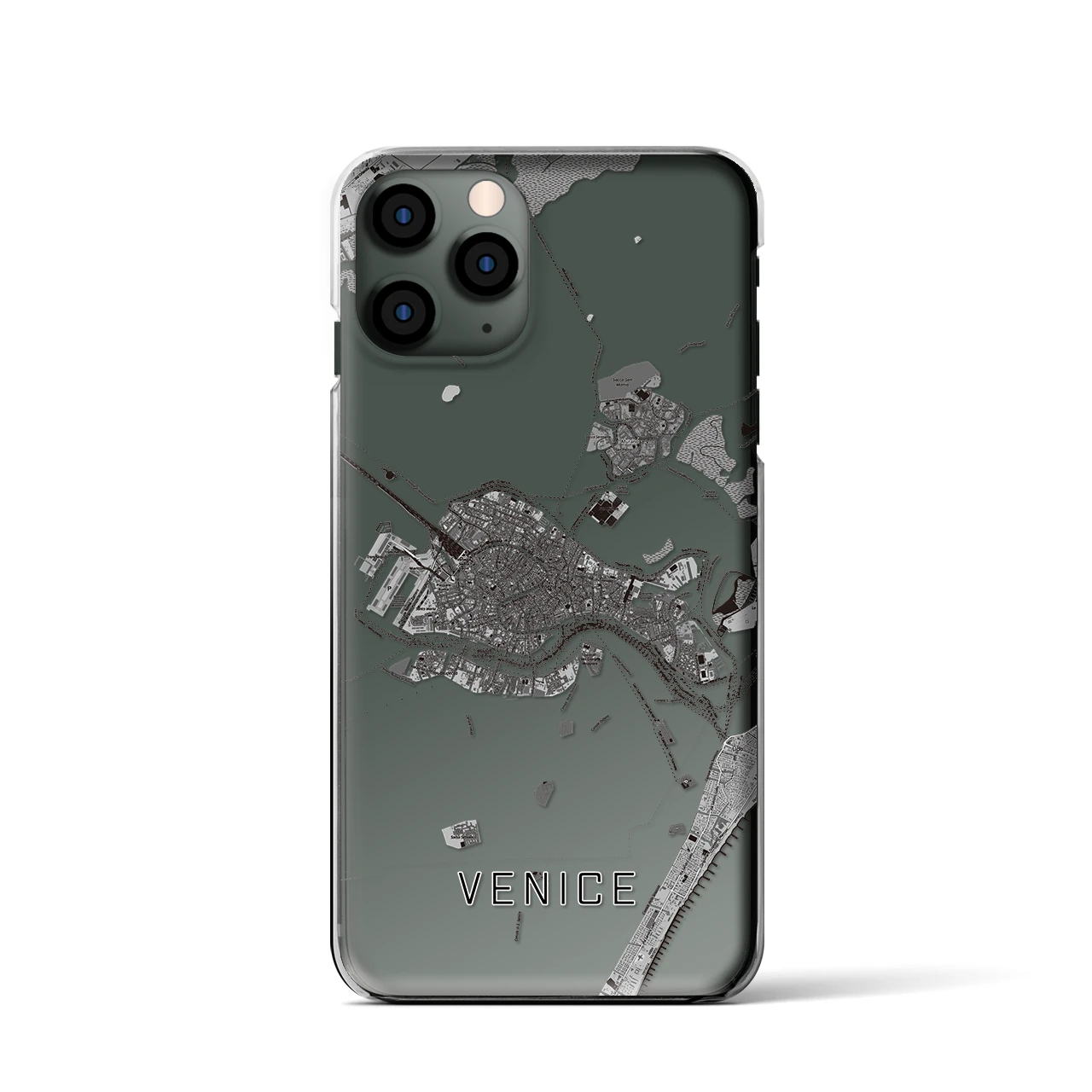 【ヴェネツィア2(イタリア)】地図柄iPhoneケース(クリアタイプ)モノトーン・iPhone 11 Pro 用