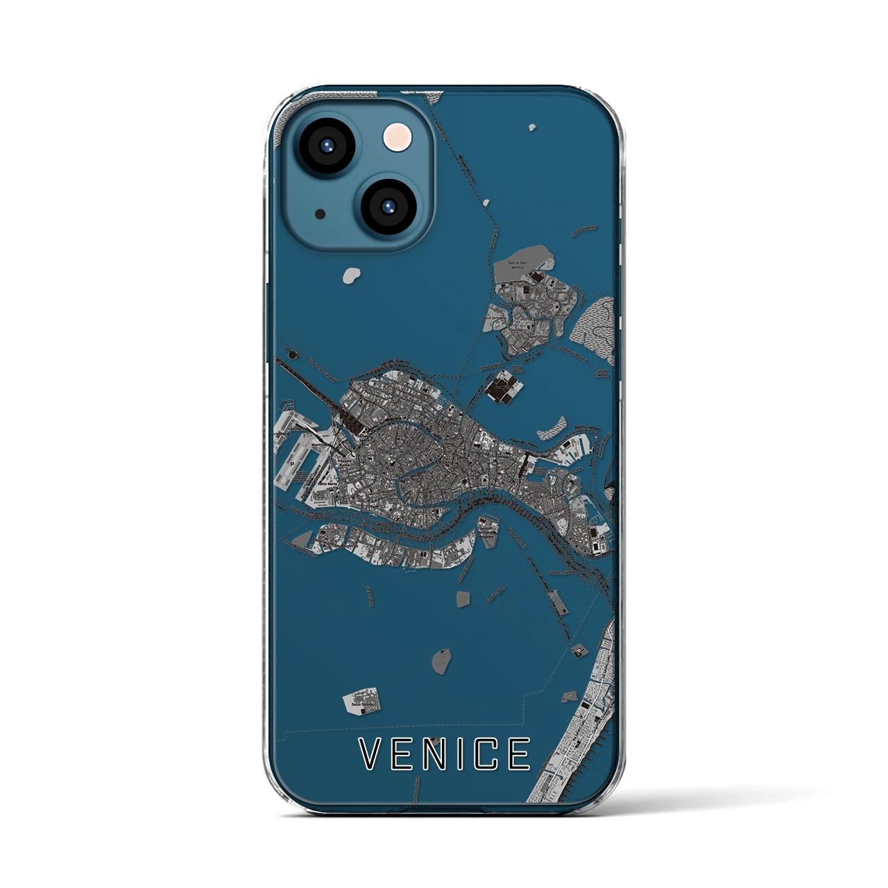 【ヴェネツィア2(イタリア)】地図柄iPhoneケース(クリアタイプ)モノトーン・iPhone 13 用