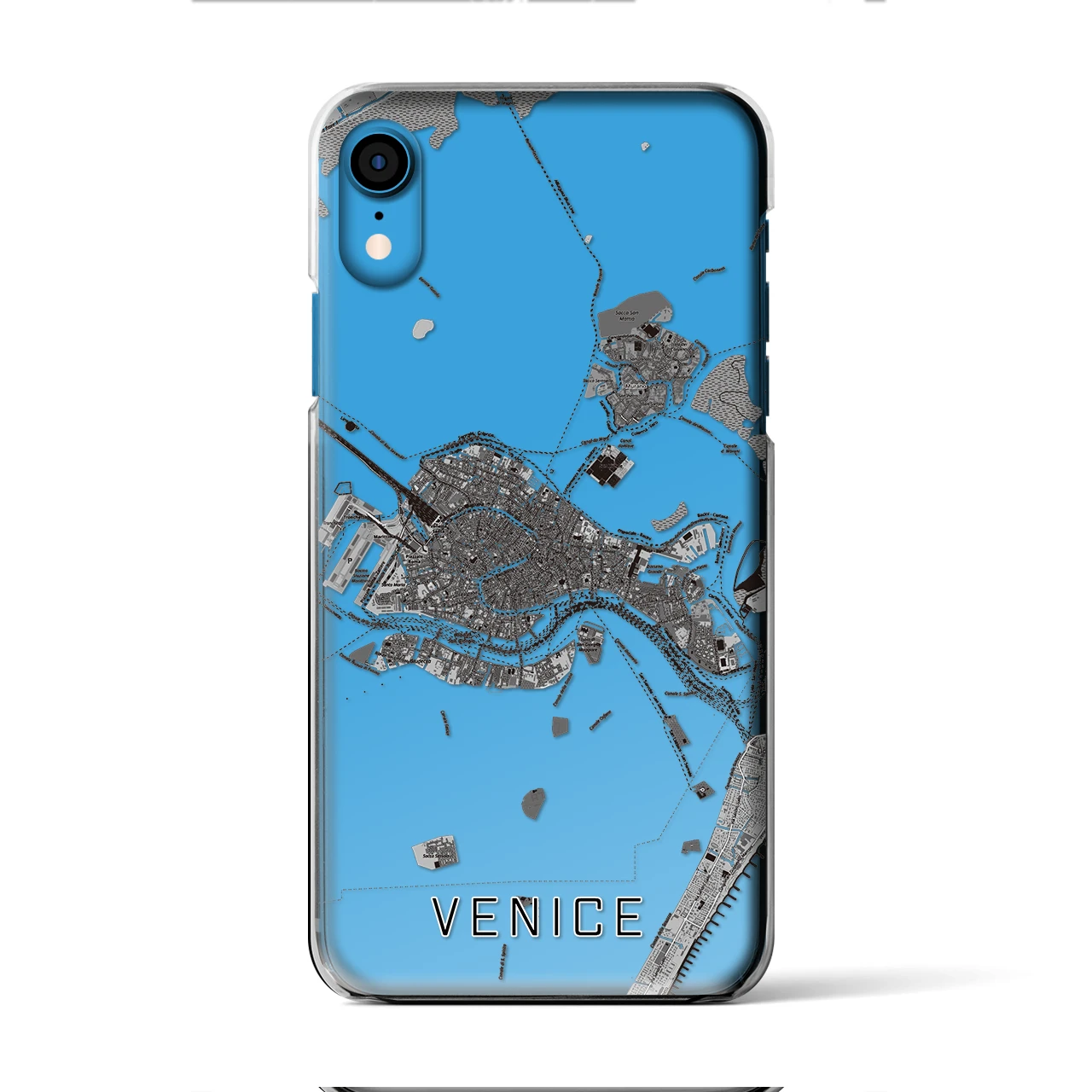 【ヴェネツィア2(イタリア)】地図柄iPhoneケース(クリアタイプ)モノトーン・iPhone XR 用