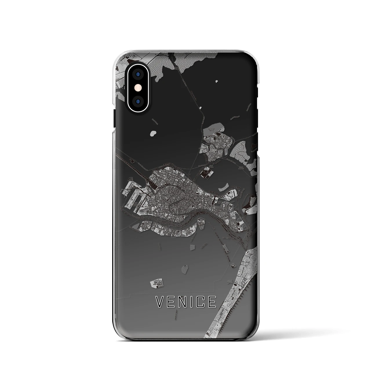 【ヴェネツィア2(イタリア)】地図柄iPhoneケース(クリアタイプ)モノトーン・iPhone XS / X 用