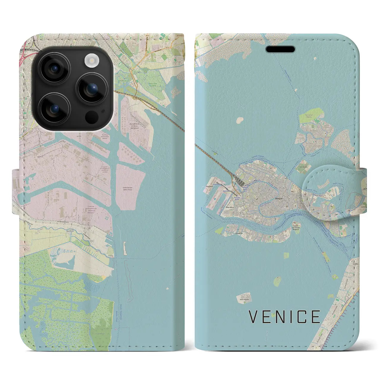 【ヴェネツィア2(イタリア)】地図柄iPhoneケース(手帳タイプ)ナチュラル・iPhone 16 用