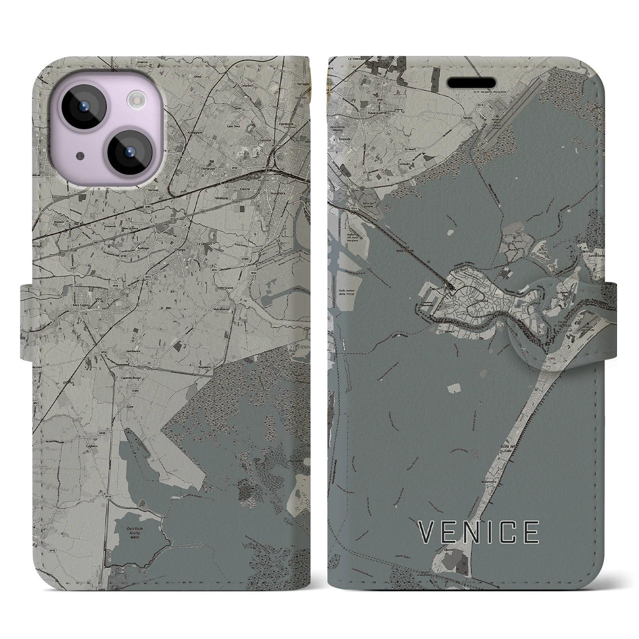 【ヴェネツィア(イタリア)】地図柄iPhoneケース(手帳タイプ)