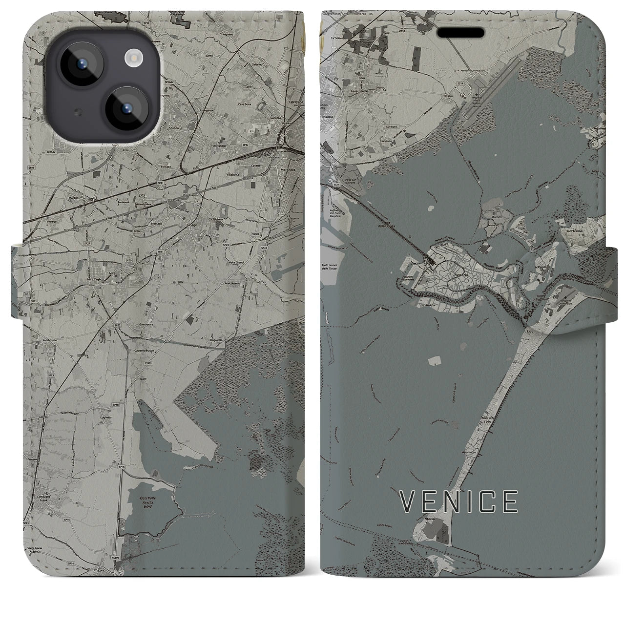 【ヴェネツィア(イタリア)】地図柄iPhoneケース(手帳タイプ)
