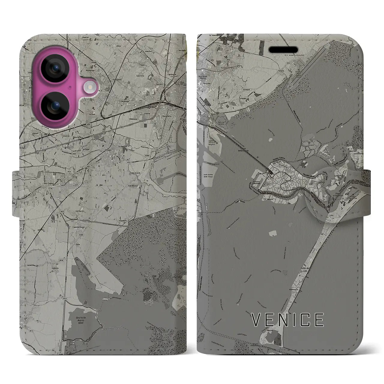 【ヴェネツィア(イタリア)】地図柄iPhoneケース(手帳タイプ)