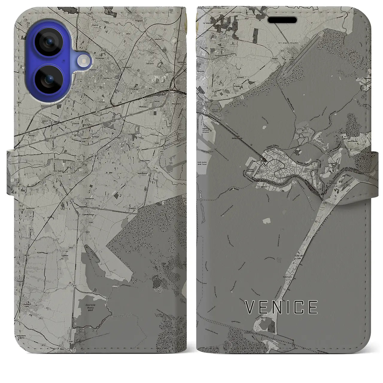 【ヴェネツィア(イタリア)】地図柄iPhoneケース(手帳タイプ)