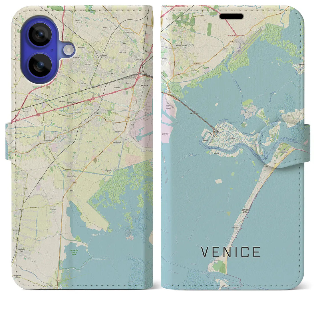 【ヴェネツィア(イタリア)】地図柄iPhoneケース(手帳タイプ)ナチュラル・iPhone 16 Pro Max 用