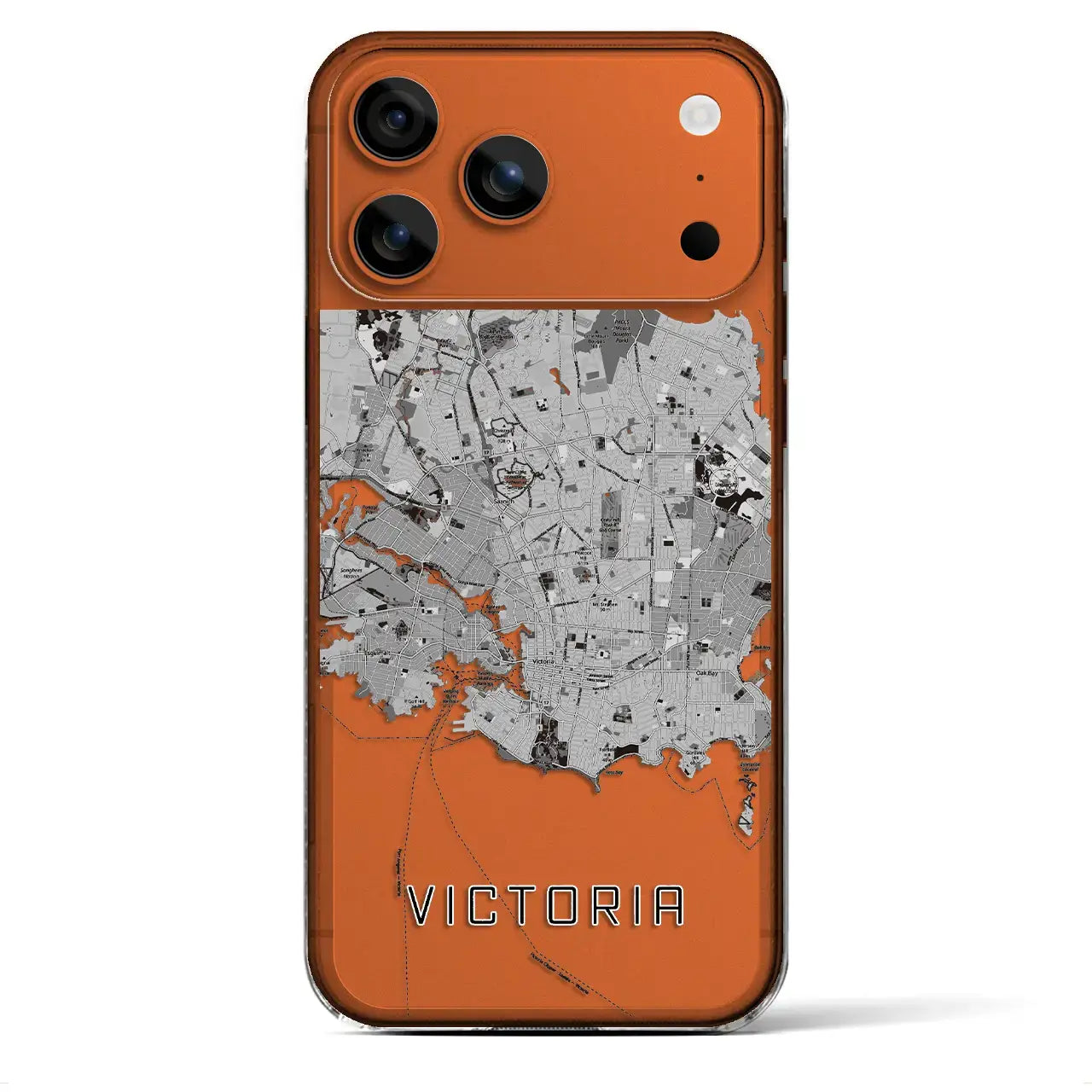 【ビクトリア(カナダ)】地図柄iPhoneケース(クリアタイプ)モノトーン・iPhone 17 Pro Max 用