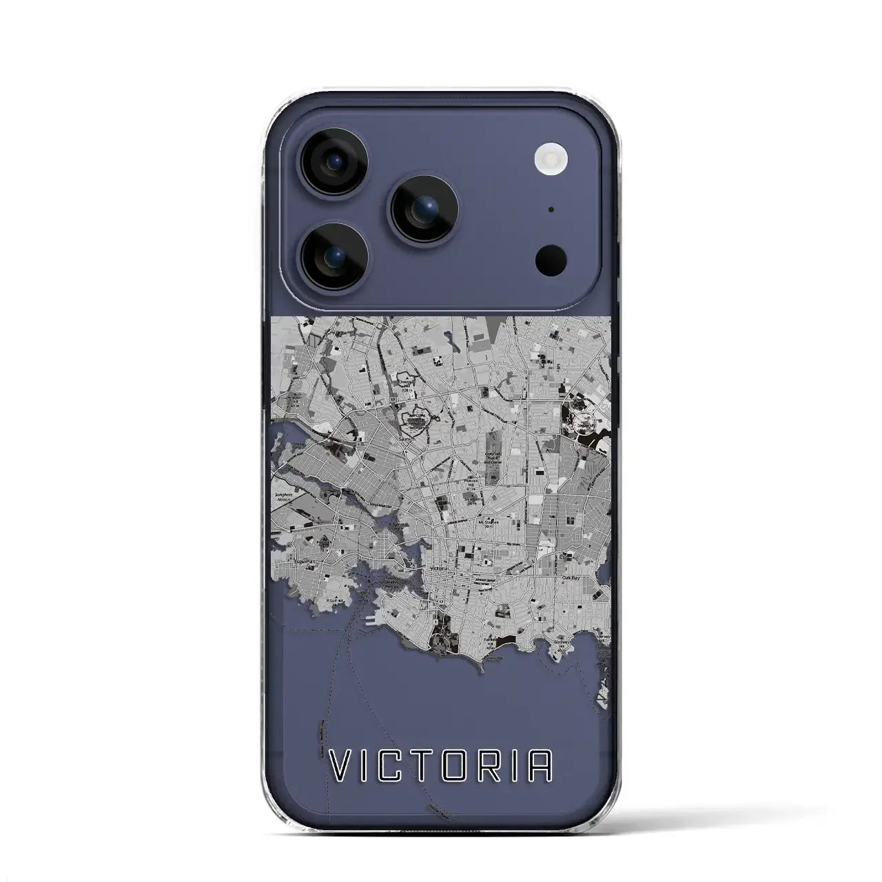 【ビクトリア(カナダ)】地図柄iPhoneケース(クリアタイプ)モノトーン・iPhone 17 Pro Max 用