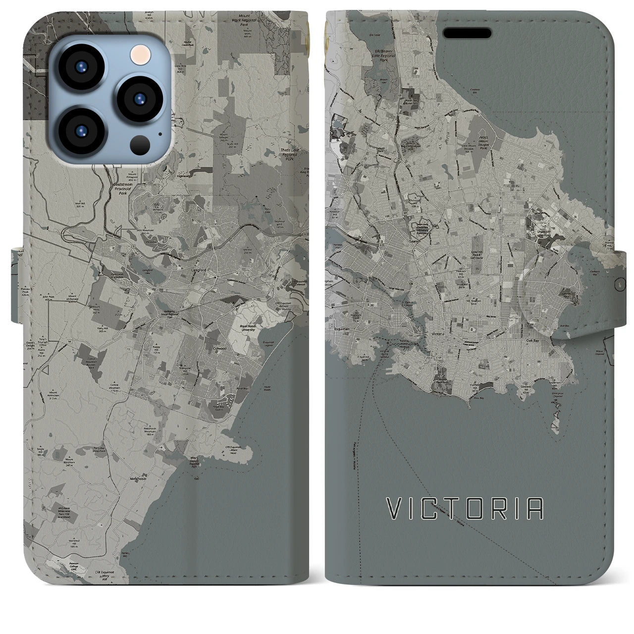 【ビクトリア(カナダ)】地図柄iPhoneケース(手帳タイプ)