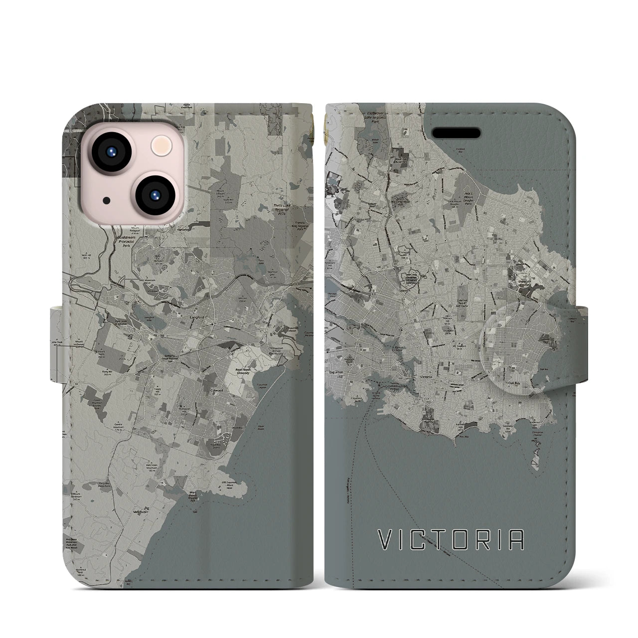 【ビクトリア(カナダ)】地図柄iPhoneケース(手帳タイプ)