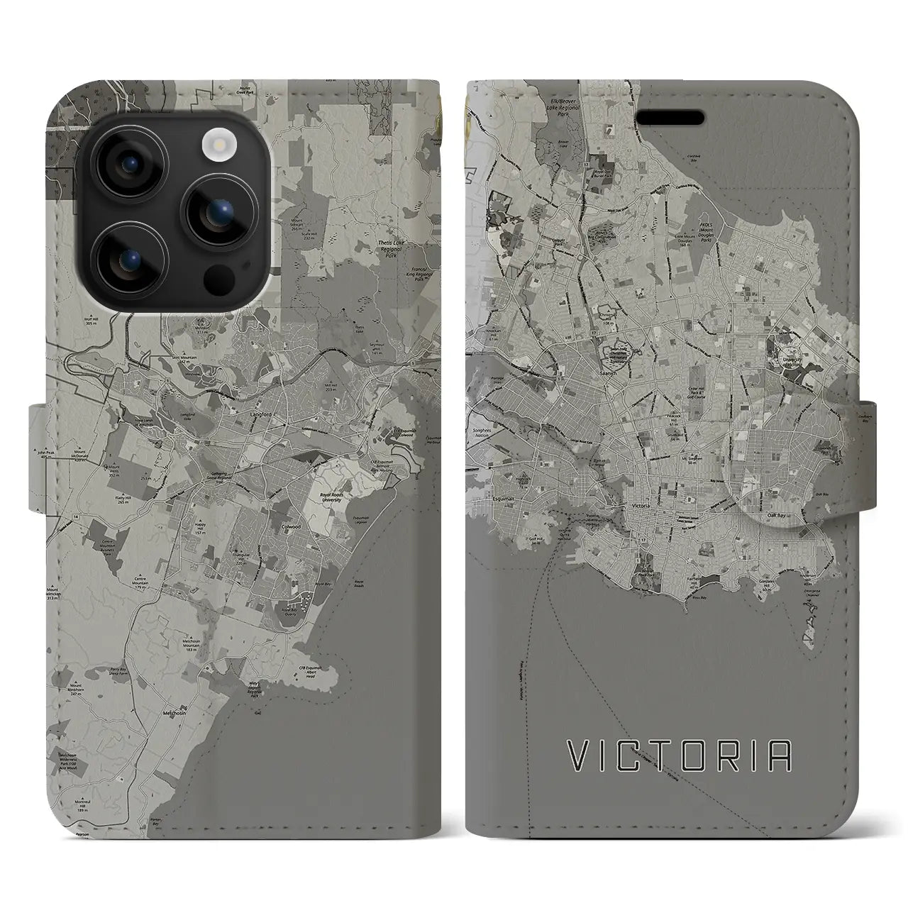 【ビクトリア(カナダ)】地図柄iPhoneケース(手帳タイプ)