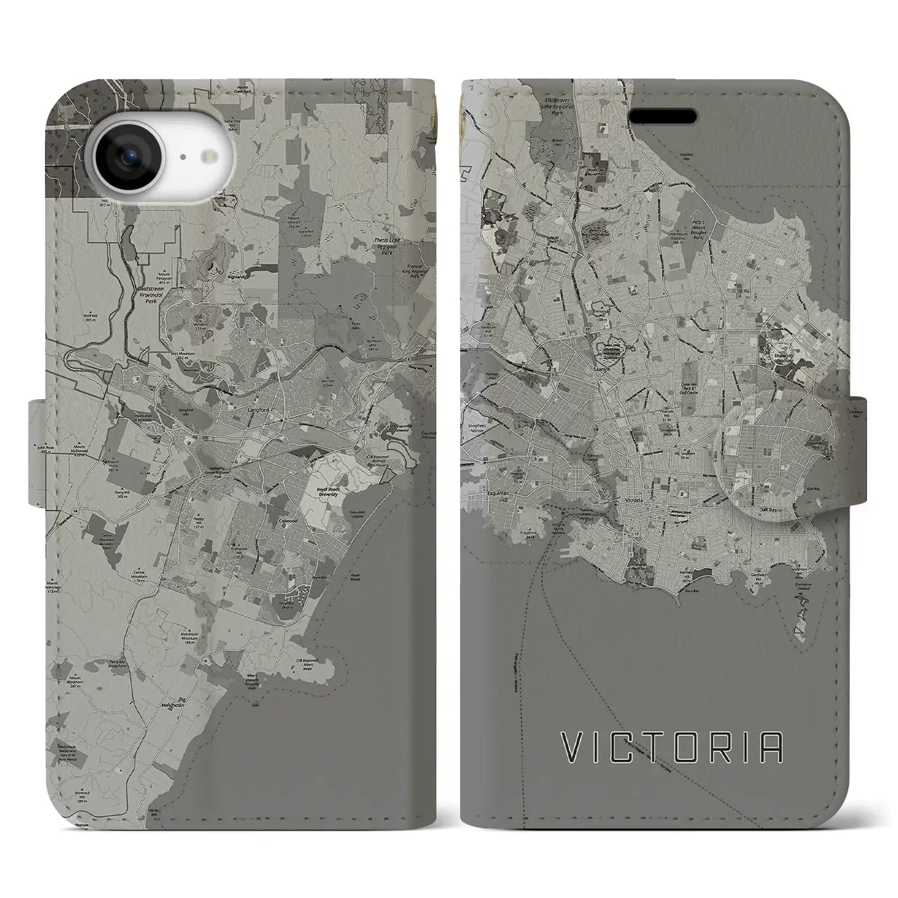 【ビクトリア(カナダ)】地図柄iPhoneケース(手帳タイプ)