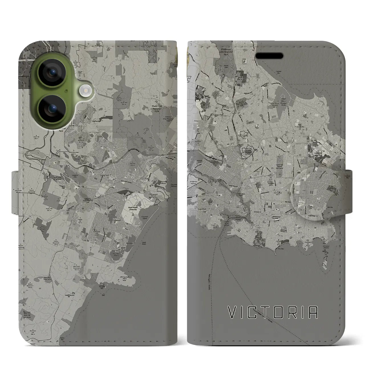 【ビクトリア(カナダ)】地図柄iPhoneケース(手帳タイプ)