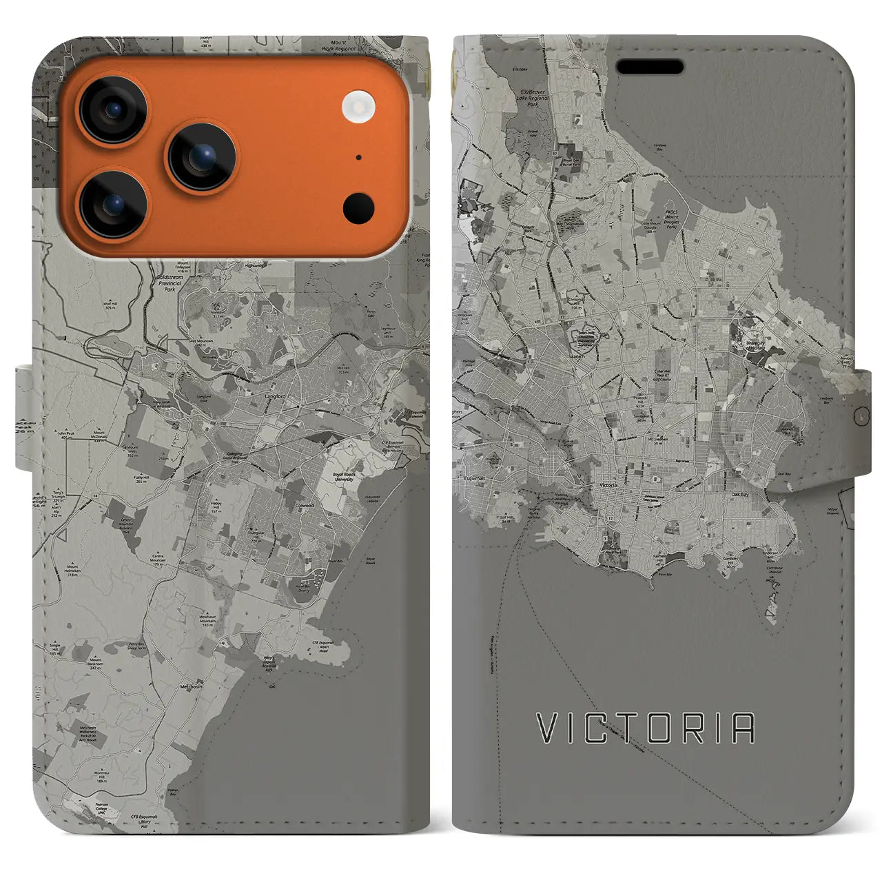 【ビクトリア(カナダ)】地図柄iPhoneケース(手帳タイプ)