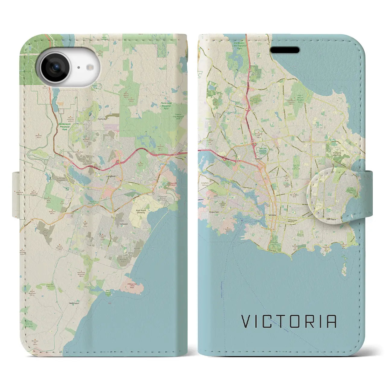 【ビクトリア(カナダ)】地図柄iPhoneケース(手帳タイプ)