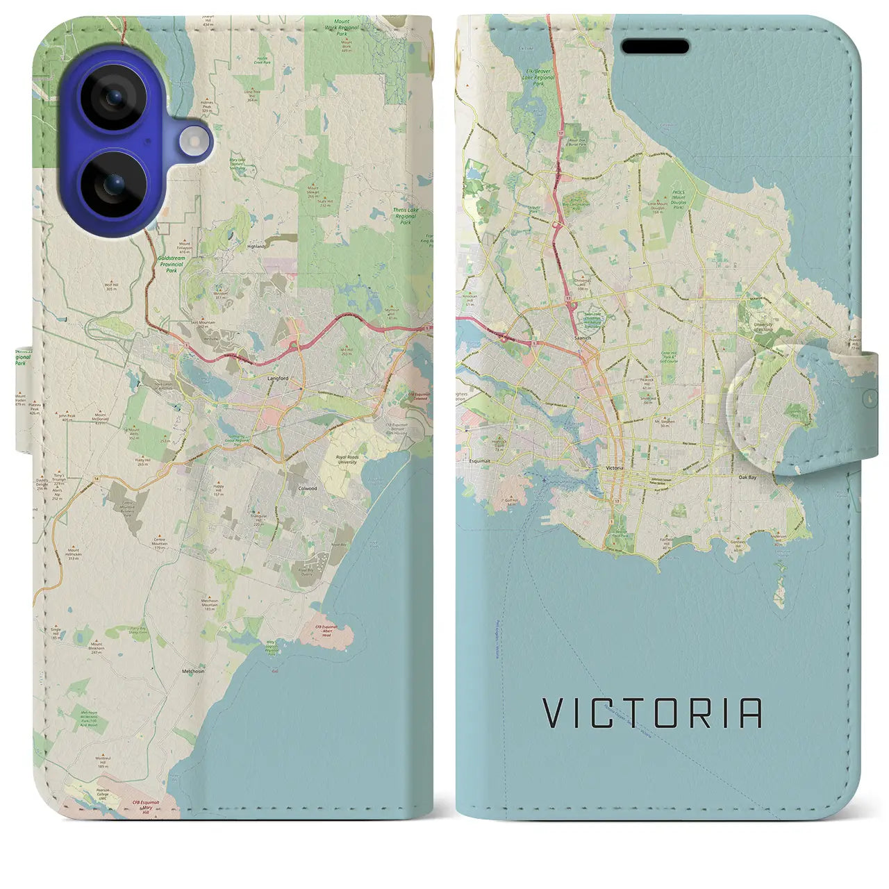 【ビクトリア(カナダ)】地図柄iPhoneケース(手帳タイプ)ナチュラル・iPhone 16 Pro Max 用